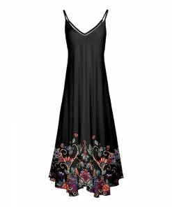 Lily | Black & Red Floral V-Neck Sleeveless Maxi Dress - Plus