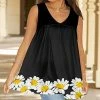 Lily | Black & White Floral V-Neck Swing Tank - Plus