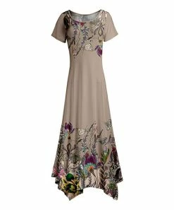 Lily | Beige & Purple Floral Handkerchief Maxi Dress - Women & Plus