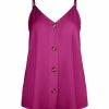 Lily | Fuchsia Button-Up V-Neck Tank - Plus