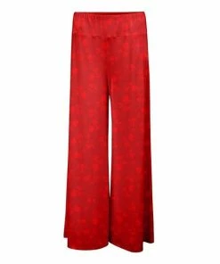 Lily | Red Floral Wide-Band Palazzo Pants - Women