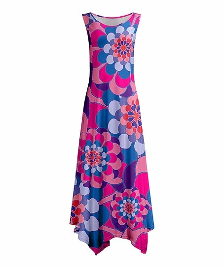 Lily | Purple & Pink Geo-Floral Handkerchief Maxi Dress - Women 1 Lily | Purple & Pink Geo-Floral Handkerchief Maxi Dress - Women