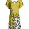 Lily | Yellow & Black Floral Tie-Back Flutter-Sleeve Dress - Women
