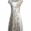 Lily | White & Beige Floral Paisley Cap-Sleeve Dress - Plus