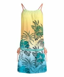 Lily | Teal & Coral Floral Drawstring Sleeveless Tunic - Women