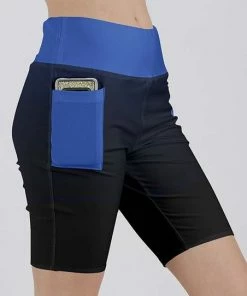 Lily | Blue & Black Color Block Pocket Bike Shorts - Plus