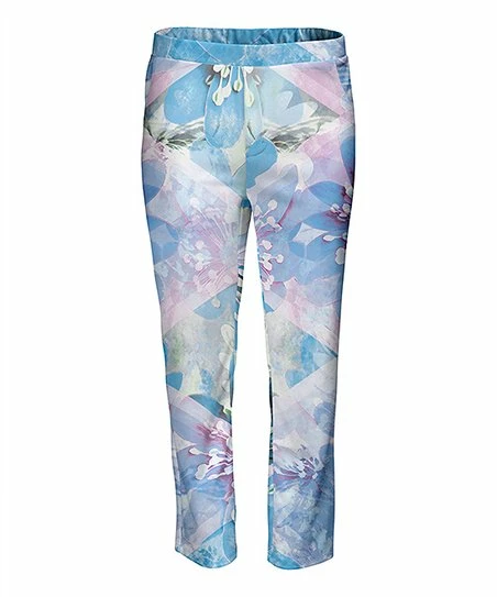 Lily | Blue & Pink Abstract Floral Skinny Pants - Women 1 Lily | Blue & Pink Abstract Floral Skinny Pants - Women