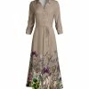 Lily | Beige Multicolor Floral Tie-Waist Maxi Shirt Dress - Women