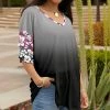 Lily | Magenta & Gray Ombré Tropical Floral V-Neck Tunic - Women