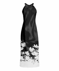 Lily | Black & White Floral Yoke Maxi Dress - Women