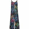 Lily | Black & Blue Chalk Board Floral Sleeveless Wide-Leg Jumpsuit - Women