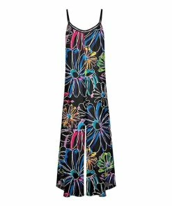 Lily | Black & Blue Chalk Board Floral Sleeveless Wide-Leg Jumpsuit - Women