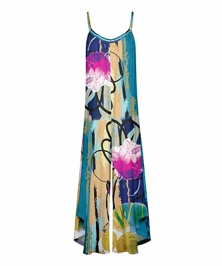 Lily | Navy & Pink Abstract Floral Sleeveless Wide-Leg Jumpsuit - Women 1 Lily | Navy & Pink Abstract Floral Sleeveless Wide-Leg Jumpsuit - Women