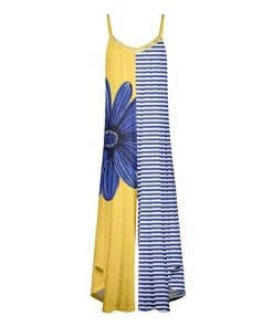 Lily | Yellow & Blue Stripe Floral Sleeveless Wide-Leg Jumpsuit - Women