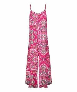 Lily | Pink & White Paisley Sleeveless Wide-Leg Jumpsuit - Women