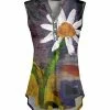 Lily | Gray & Yellow Daisy Button-Front Sleeveless Tunic - Women