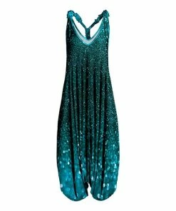 Lily | Blue & Teal Sparkle Racerback Harem Jumpsuit - Women