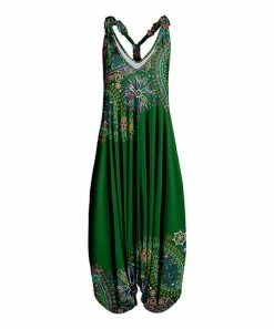 Lily | Green Paisley Racerback Harem Jumpsuit - Women