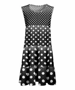 Lily | Black & Gray Polka Dot Tiered Sleeveless Tunic - Women