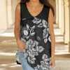 Lily | Gray & Black Floral Sleeveless Swing Tunic - Plus