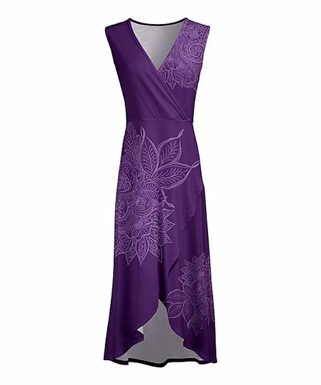 Lily | Purple & Lavender Floral Sleeveless Surplice Maxi Dress - Women 1 Lily | Purple & Lavender Floral Sleeveless Surplice Maxi Dress - Women