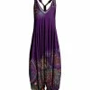 Lily | Purple & Multicolor Paisley Racerback Harem Jumpsuit - Plus