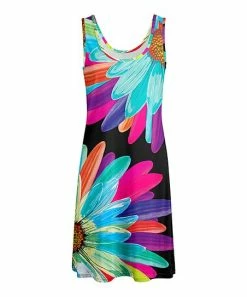 Lily | Black & Pink Abstract Floral Scoop Neck Sleeveless Dress - Plus