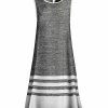 Lily | Gray & White Striated Stripe Sleeveless Shift Dress - Women & Plus