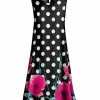Lily | Black & Pink Polka Dot Floral Sleeveless Shift Dress - Plus