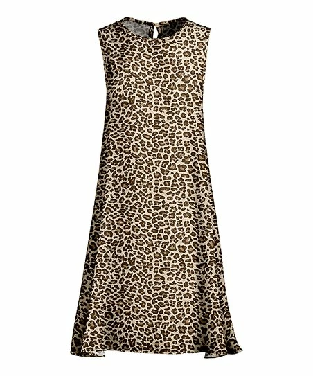Lily | Beige & Brown Leopard Sleeveless Shift Dress - Women & Plus 1 Lily | Beige & Brown Leopard Sleeveless Shift Dress - Women & Plus