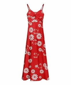 Lily | Red & White Polka Dot Daisy Empire-Waist Maxi Dress - Women