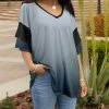 Lily | Gray & Black Ombré V-Neck Tiered-Sleeve Tunic - Plus