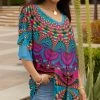 Lily | Pink & Blue Geometric Ruffle-Sleeve Tunic - Plus