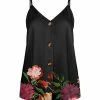 Lily | Black & Mauve Floral V-Neck Button-Up Tank - Women