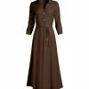 Lily | Brown Tie-Waist Maxi Shirt Dress - Women & Plus