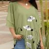 Lily | Olive & White Floral Ruffle-Sleeve Tunic - Women
