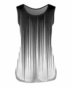 Lily | Black & White Dripping Stripe Curved-Hem Tank - Plus