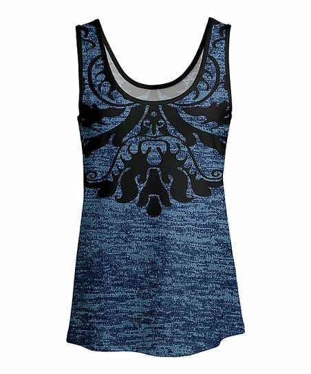 Lily | Blue & Black Abstract Scoop Neck Tank - Women 1 Lily | Blue & Black Abstract Scoop Neck Tank - Women