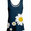 Lily | Navy & Yellow Daisy Scoop Neck Tank - Plus