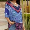 Lily | Blue & Pink Leaf V-Neck Tunic - Women