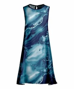 Lily | Blue & Navy Abstract Sleeveless Shift Dress - Women & Plus