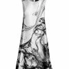 Lily | White & Black Abstract Sleeveless Dress - Women