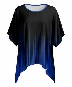 Lily | Black & Blue Dripping Stripe Sidetail Tunic - Women
