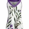 Lily | Purple & White Floral Leaves V-Neck Tank - Women