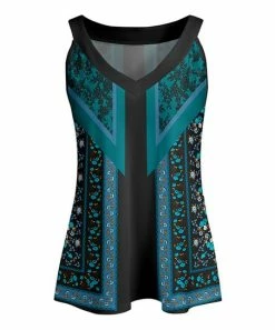 Lily | Teal & Black Floral V-Neck Tank - Plus
