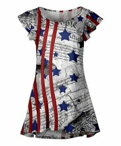 Lily | Red & Gray Star 'We the People' Flutter-Sleeve Tunic - Women