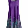 Lily | Purple & Teal Peacock Feather Pleated Sleeveless Tunic - Plus