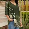 Lily | Olive & Beige Flower Vine Layer-Sleeve Tunic - Plus