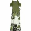 Lily | Green & Ivory Floral Cutout-Shoulder Surplice Maxi Dress - Women