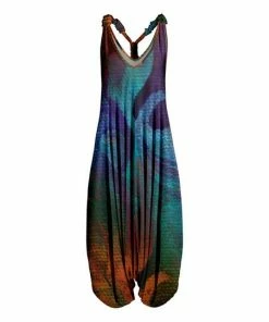 Lily | Orange & Blue Abstract Racerback Harem Jumpsuit - Women